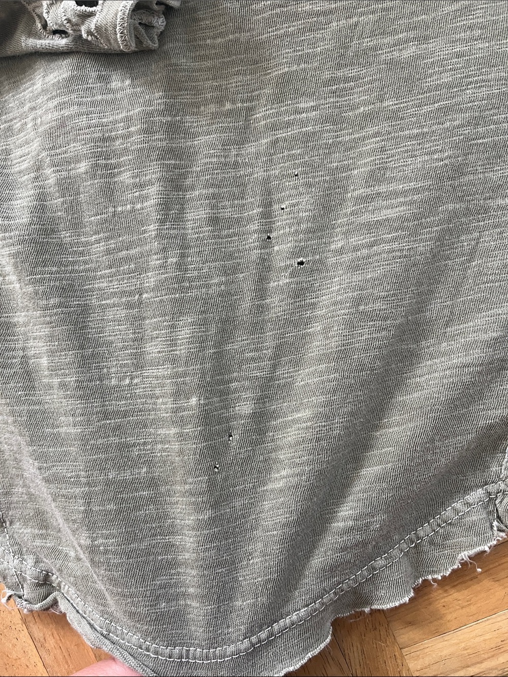 Free People Crochet Long Sleeve Tee in Olive/Grey Flawed* - Picture 4 of 7